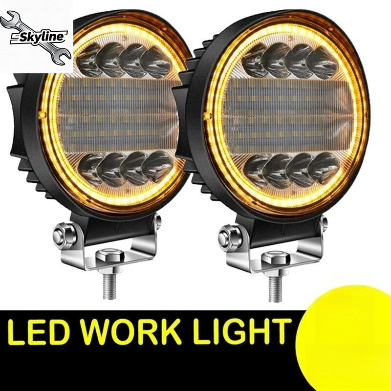 2X 4 Inch LED Work Light Combo Spot Flood Off Road Driving Amber Fog Lamp