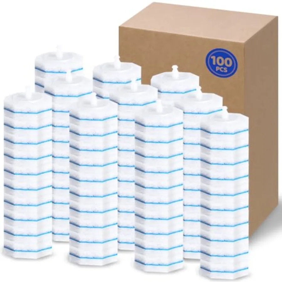 

Набор из 100 сменных насадок для туалетной щетки, одноразовые чистящие подушечки для унитаза, совместимые с большинством моделей