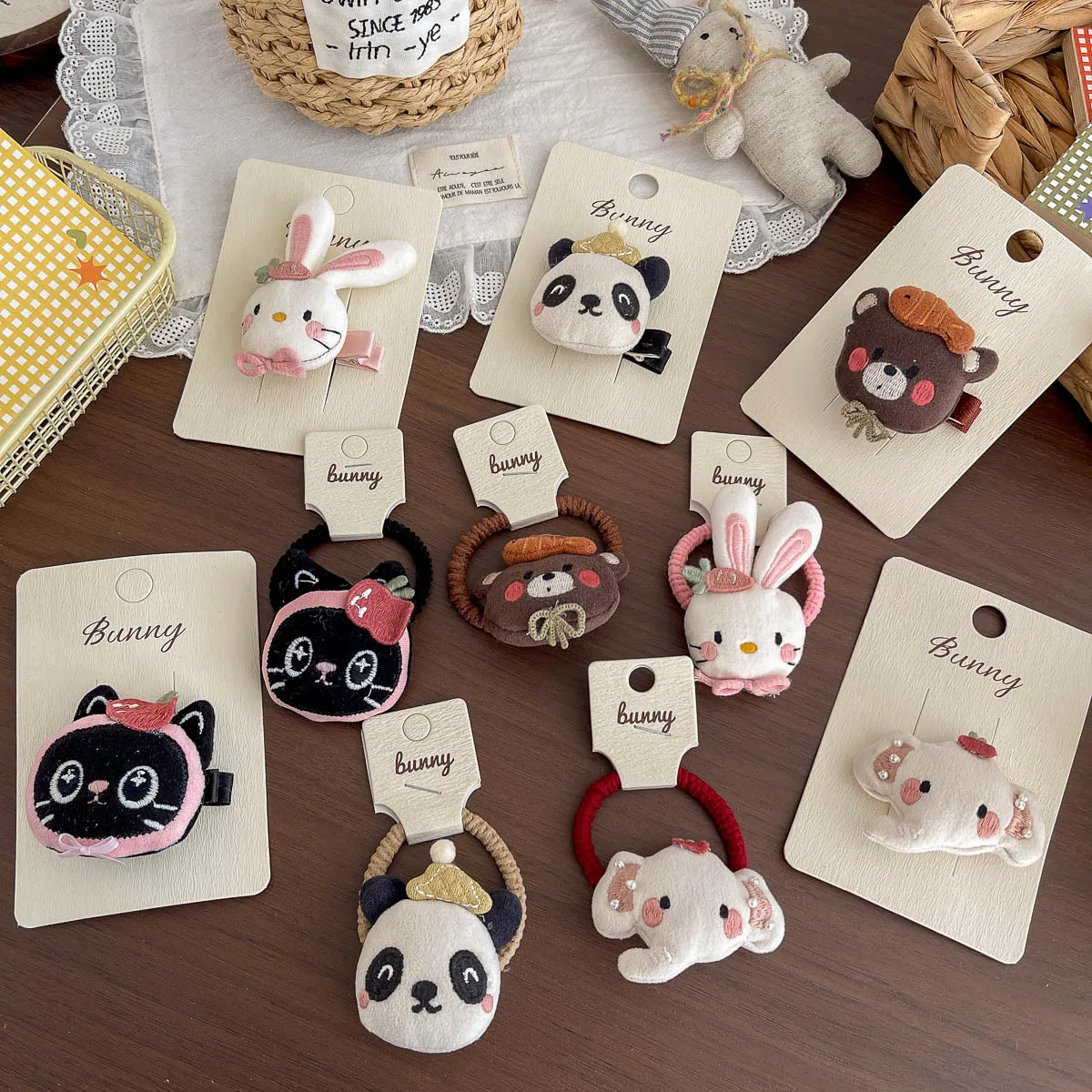 

Детская резинка для волос с хлопковым наполнителем, мультяшная, с милыми животными, эластичная, для хвоста, резинка-держатель, аксессуары для волос для девочек