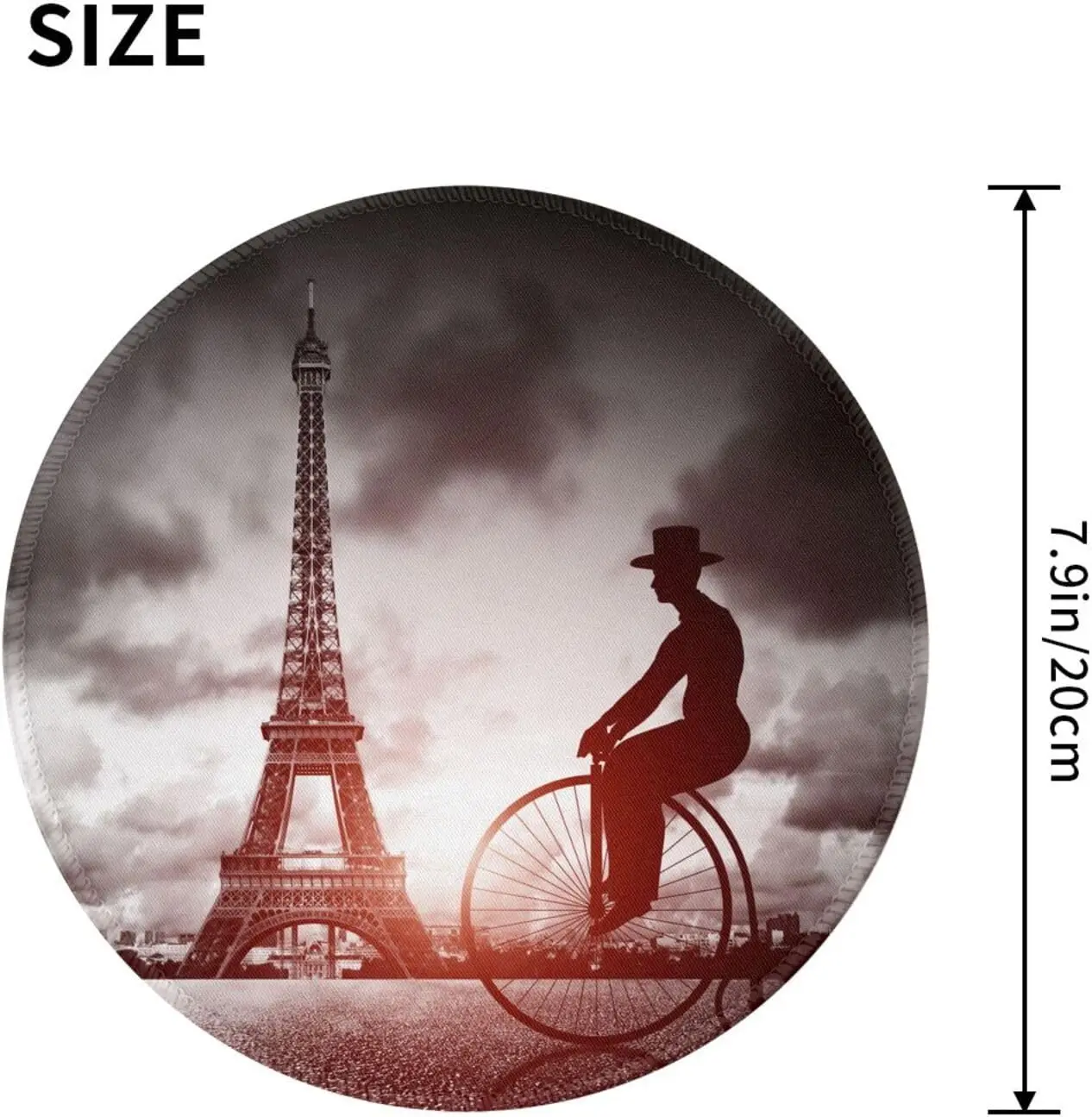 The Eiffel Tower Ride Single Wheel Round Mouse Pad for Wireless Mouse Non Slip Rubber Mouse Mat for Office Work Laptop 8