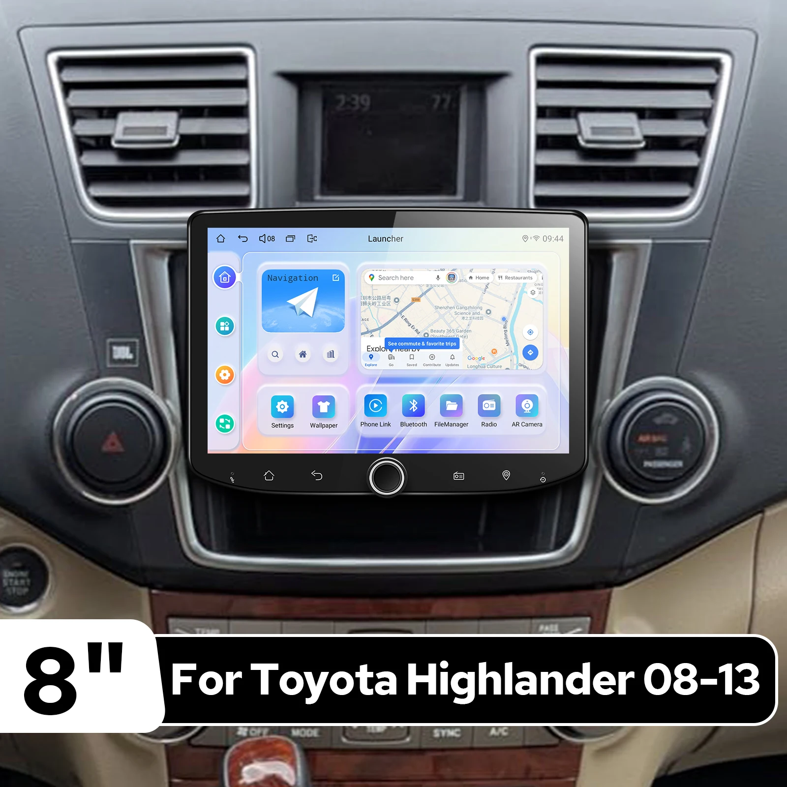 JOYING 8" For Toyota Highlander Kluger 2008-2013 Android Car Stereo Wireless CarPlay Android Auto GPS Navigation Plug&Play