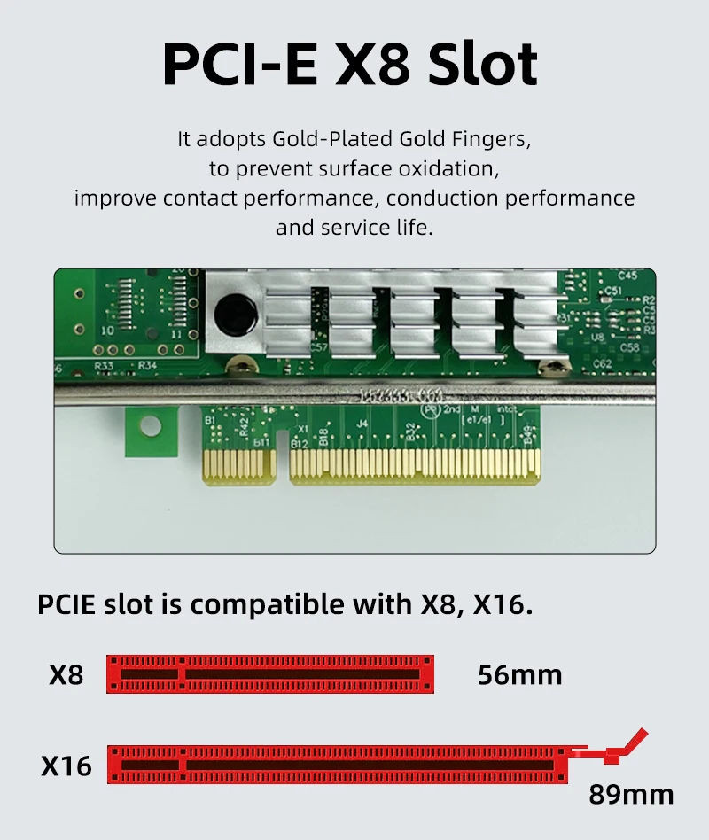 Imagem -05 - Xikestor-placa de Rede Pcie Placa de Rede 10g Sfp Mais Controle Principal Intel Altura Total Universal Taxa 10g Pcie x8 Placa de Rede Sfp Mais Nic