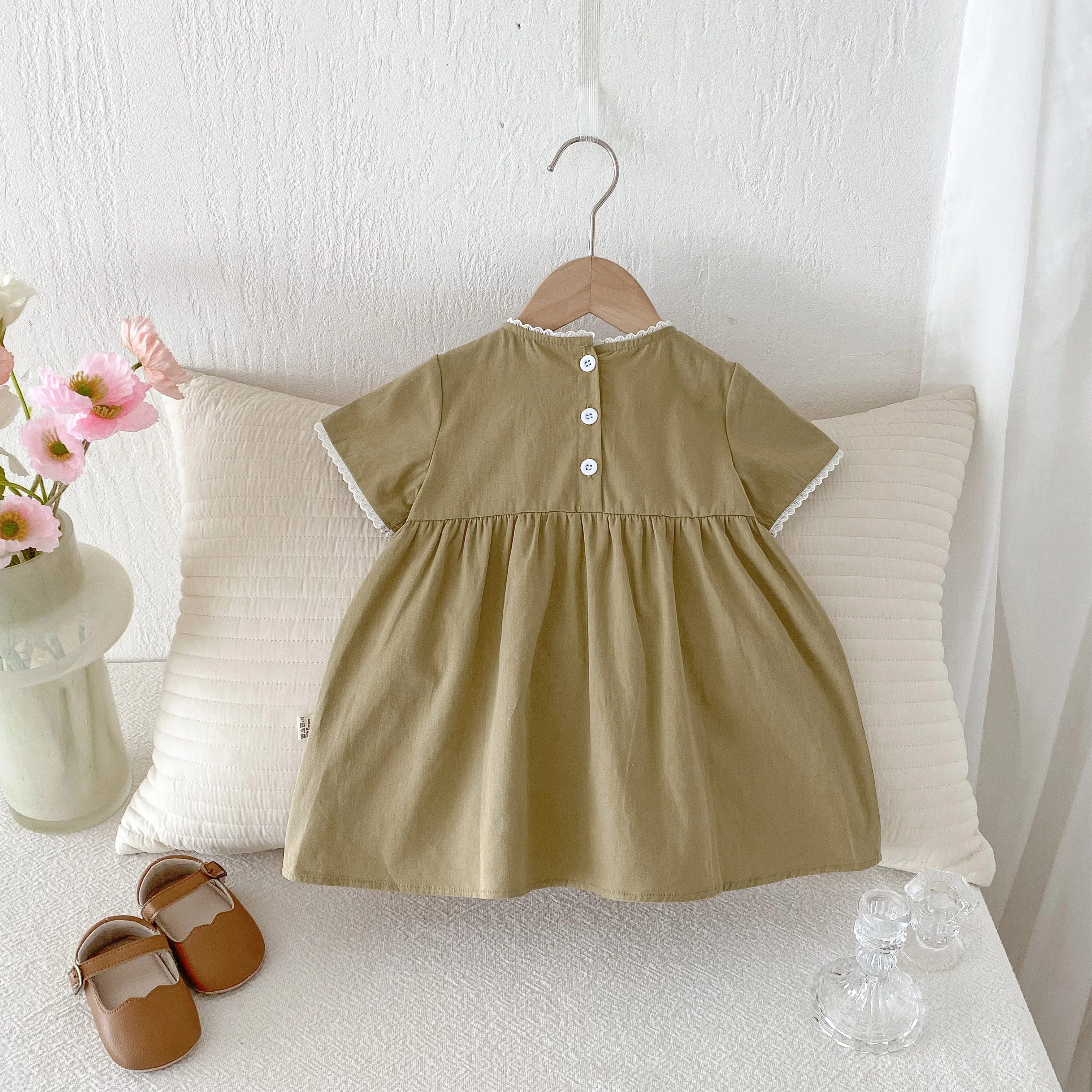 Korean style summer trendy baby school dress for girls, retro forest style cute princess dress