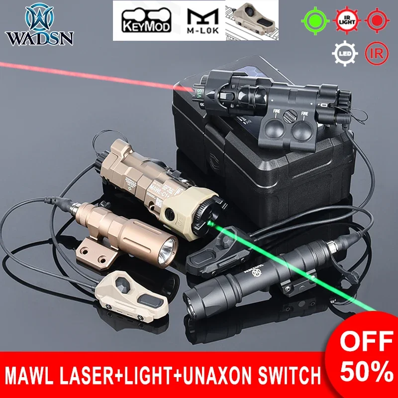 

Wadsn Metal New MAWL-C1 Red Green IR Laser Tactical M600C PLHv2 Flashlight UNAxon Dual Function Pressure Switch Airsoft Hunting