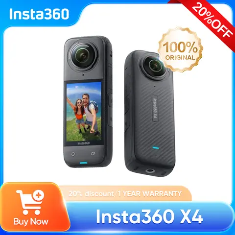 Insta360 X4 – 8K Waterproof 360° Action Camera with 4K Wide-Angle Video, Invisible Selfie Stick, Removable Lens Guards, and Up