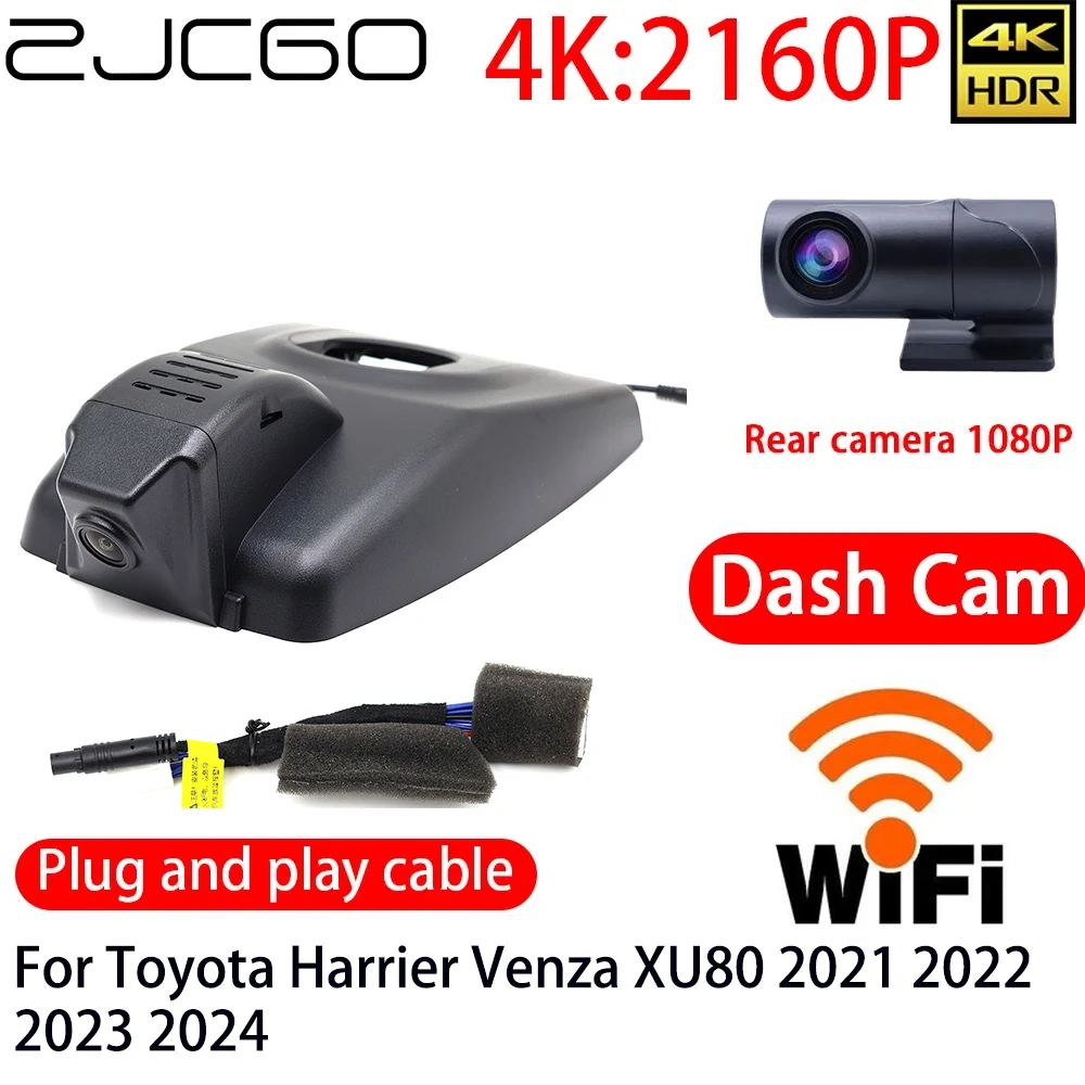 

ZJCGO 4K DVR Dash Cam Wifi Front Rear Camera 24h Monitor For Toyota Harrier Venza XU80 2021 2022 2023 2024