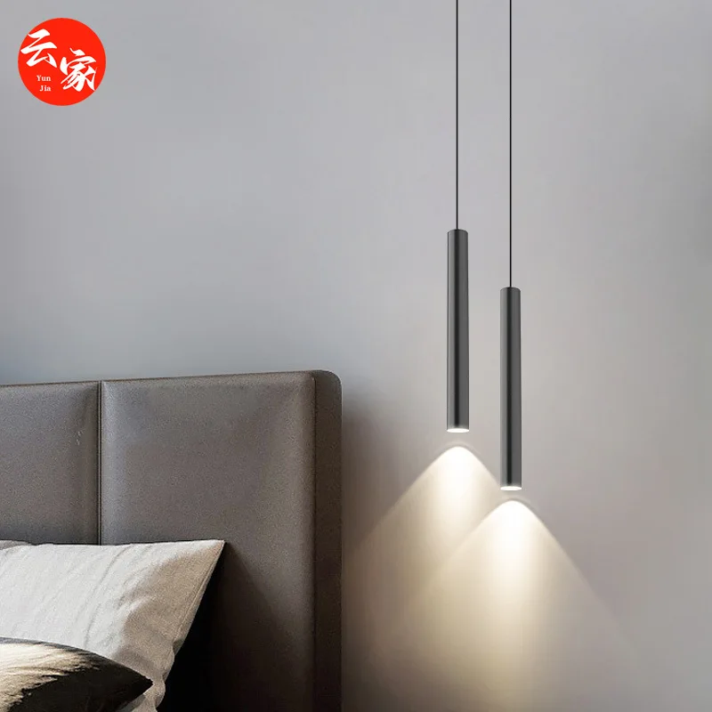 

Nordic style all-copper small chandelier minimalist led long bedside chandelier premium dining room bedroom