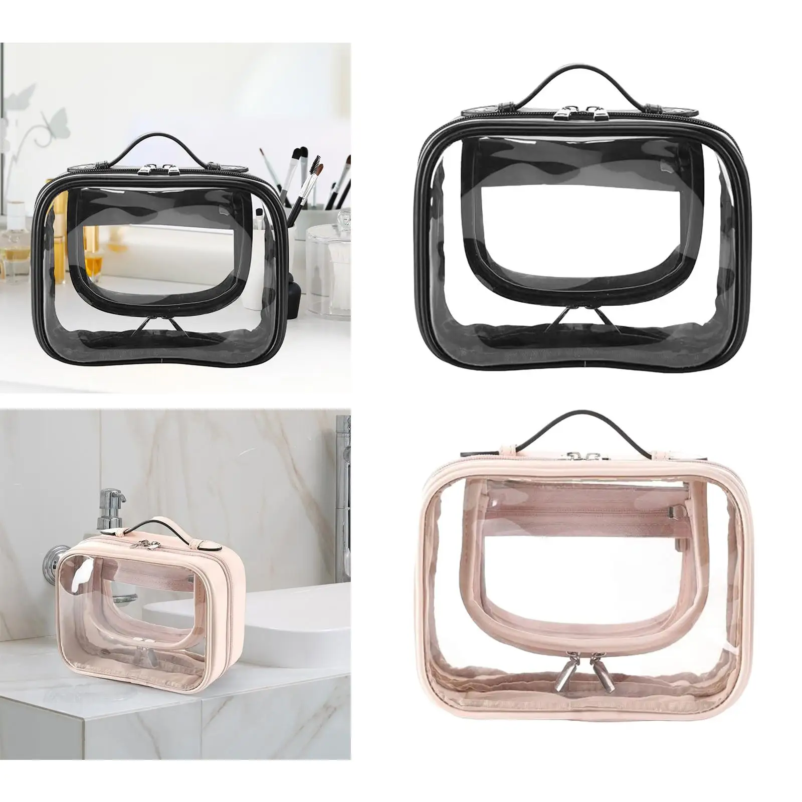 Clear Cosmetic Bag Large Capacity Wear Resistant PVC Transparent Storage Bag for Hand Luggage Gifts Daily Use Indoor Hairpins