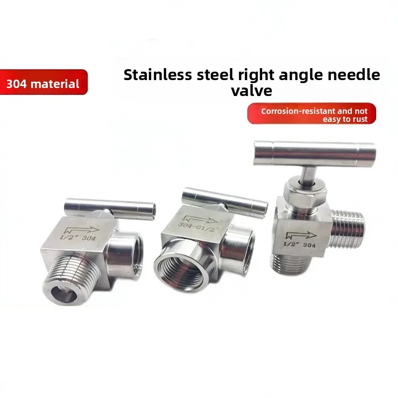 

S304 Stainless 1/8" 1/4" 3/8" 1/2" BSP Female Male Elbow 90 Degree Needle Valve Crane Flow Control With One-Shape Handle 915 PSI