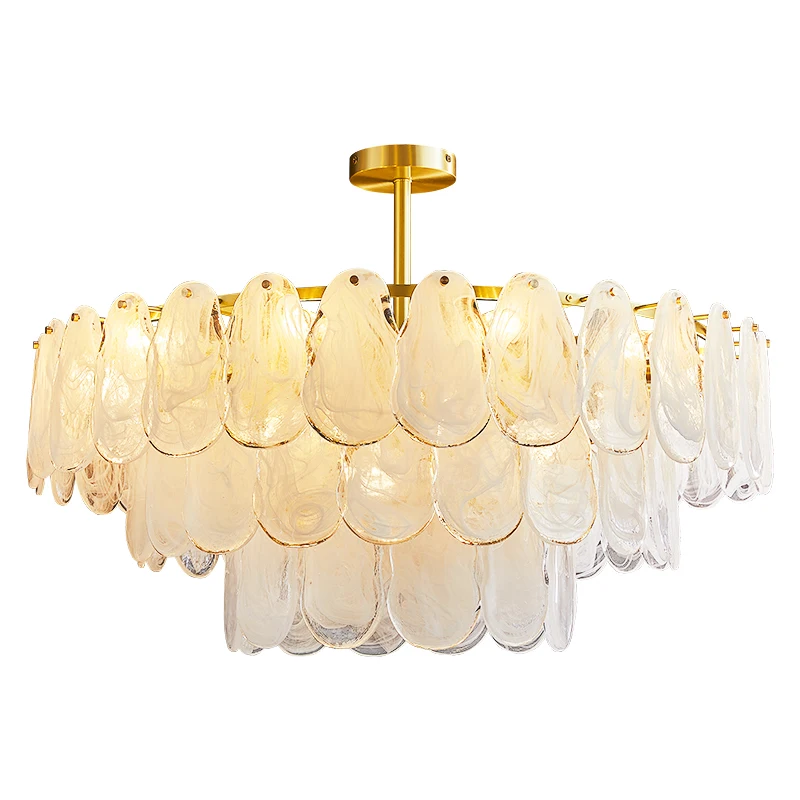 

All copper chandelier Modern minimalist living room Cream wind dining room Master bedroom lamps
