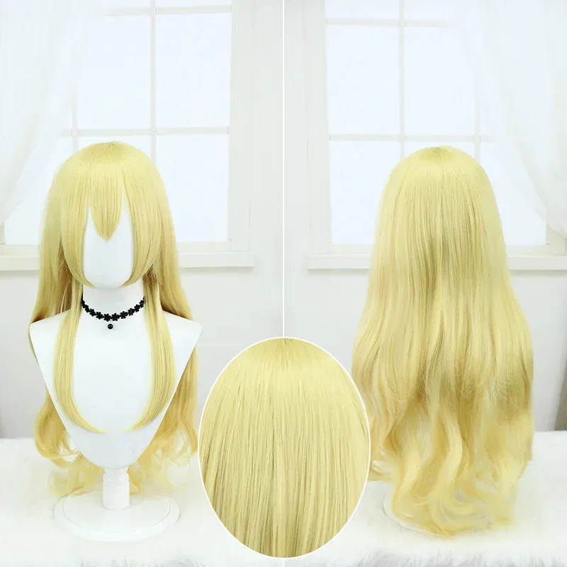 تأثيري جديد المعبود النشاط ستار قصر بيري كوس شعر مستعار ذهبي متوسط طويل مجعد شعر مستعار اكسسوارات التصميم