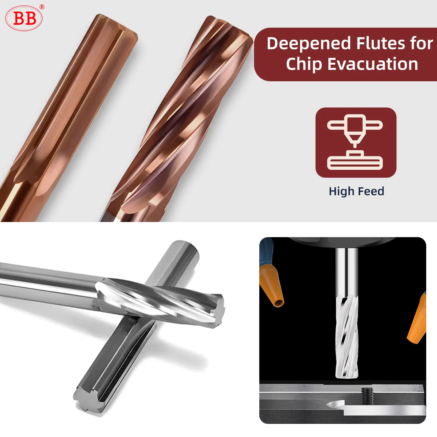 BB ドリルリーマー H8 H9 ストレートおよびスパイラルフルート 金属アルミニウム用 2-20mm 工具
