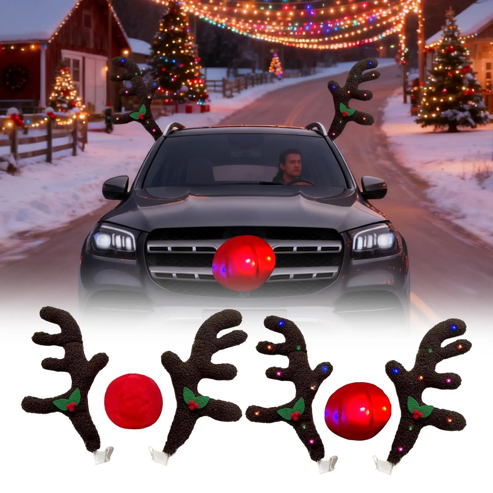 Weihnachts-Rentier für Auto, Urlaub, Auto-Außenzubehör, Rentier, Weihnachtsdekoration, Auto-Kostüm für SUV, Van, LKW, Fahrzeug