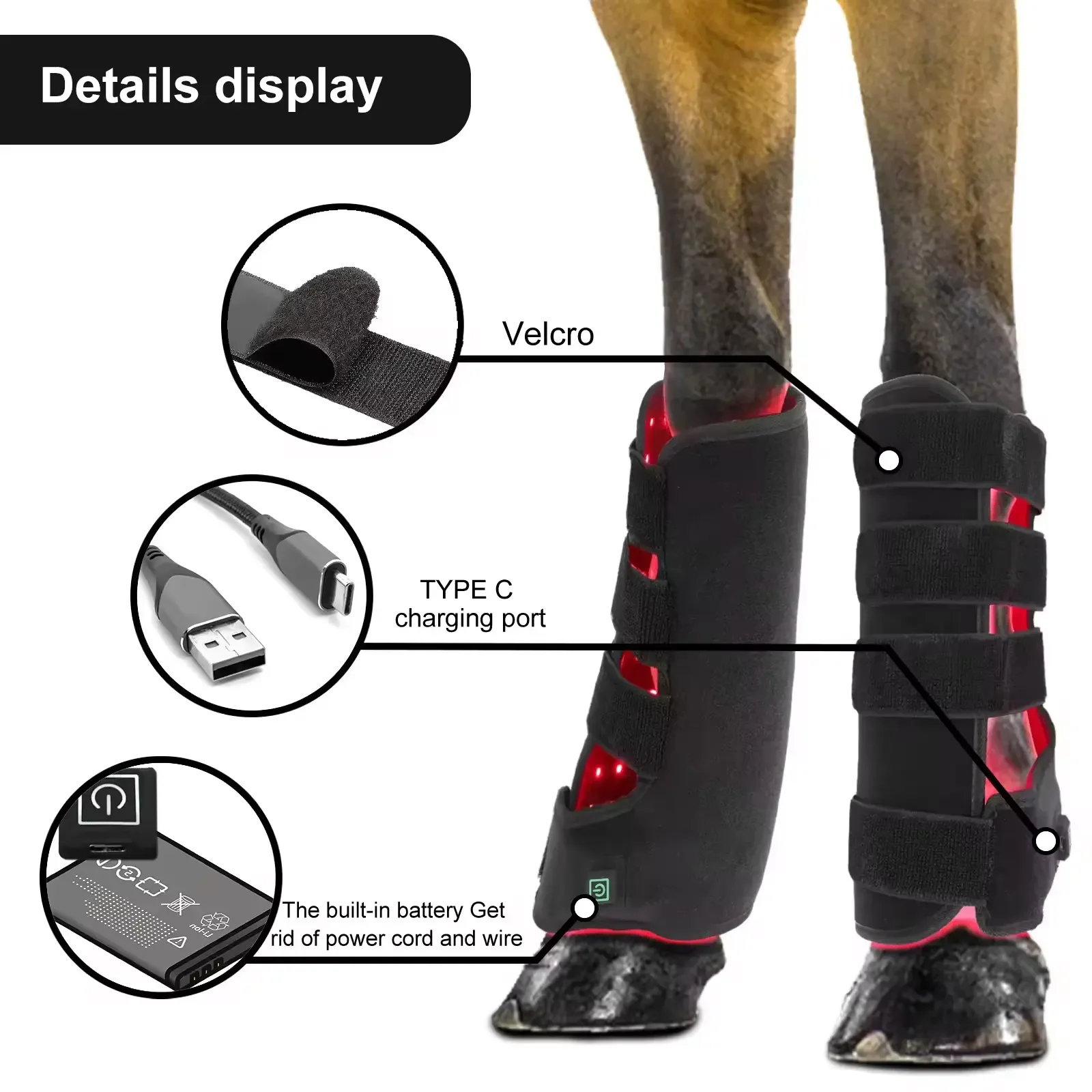 Factory custom LED infrared equine flexible red light therapy boots pad 660nm 850nm for red light therapy horse dog