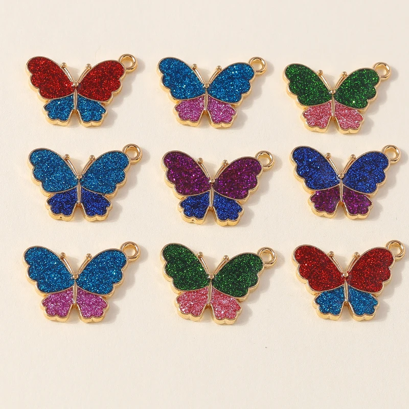 20pcs 19x15mm Cute Colorful Enamel Flying Butterfly Charms Pendants for Making Necklaces Earrings DIY Crafts Jewelry Findings