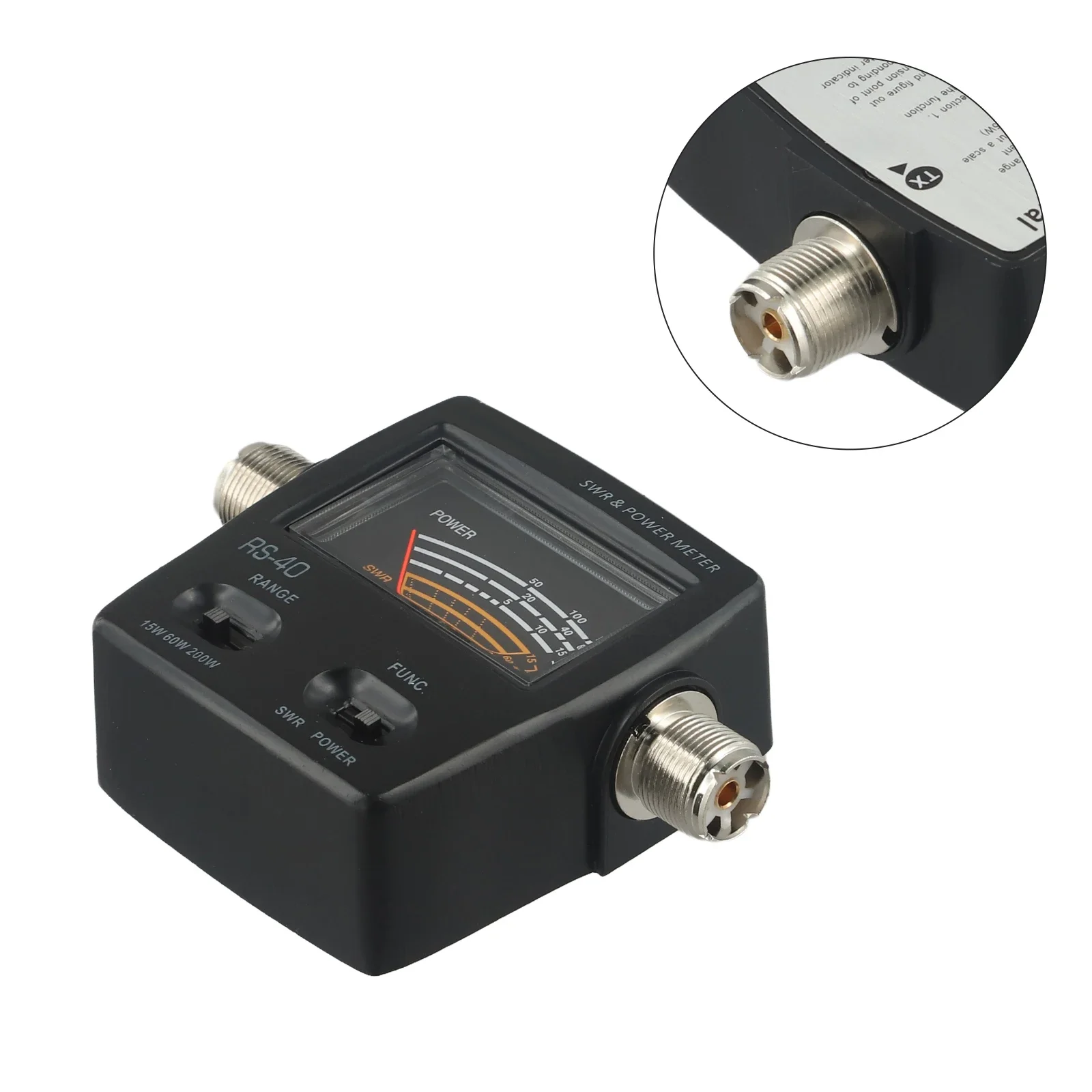 Imagem -02 - Power Swr Medidor para Ham Mobile Radio Uhf Vhf 144 Mhz 430mhz Medição de até 200w Faixa de Potência Connector Walkie Talkie Acessório Rs40