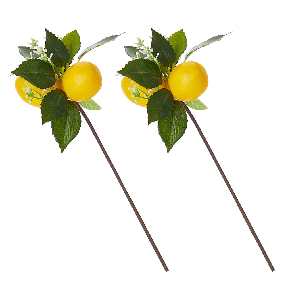 

2pcs Lemon Napkin Rings Artificial Lemon Branches Home Decor Faux Fruit Stems Bottle Decorations Wedding Party Accessories Safe