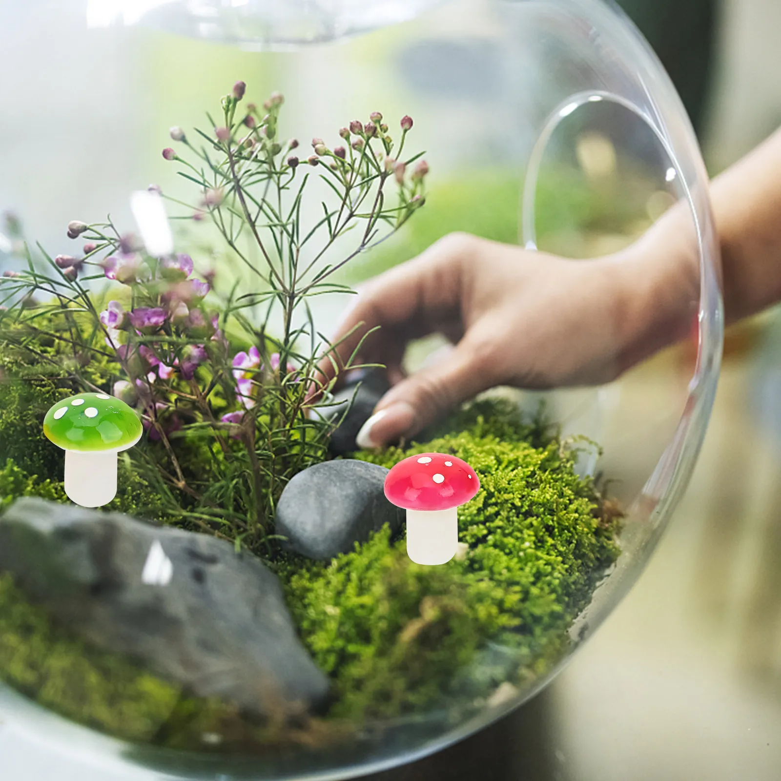 20Pcs Mini Foam Mushroom Ornament Adorable Decor for Plant Pot Shelf Table DIY Fairy Theme Landscape Bonsai Cake