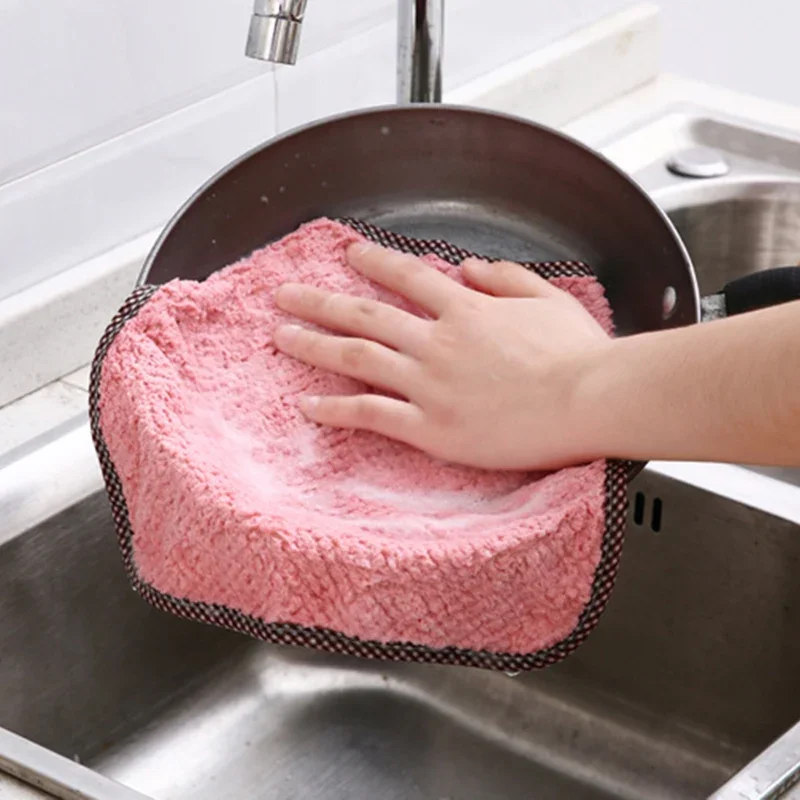 1/5/10Pcs Kitchen Towels Hangable Cleaning Cloth for Tableware Dish Cloth Microfiber Absorbent Household Cleaning Towels