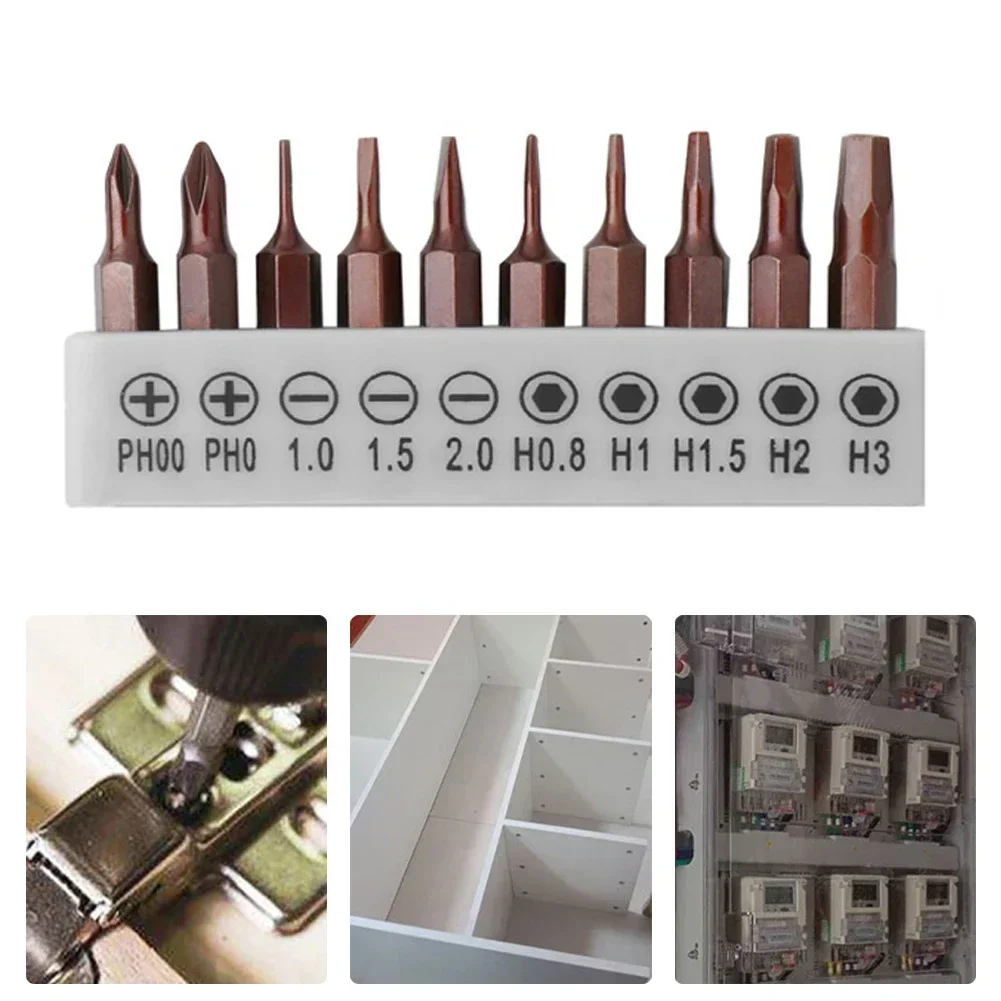 10pcs 4mm Hex Shank Screwdriver Bit Set Hexagon Slotted Cross Screwdriver For Repairing Small Toys Appliances Hand Tools