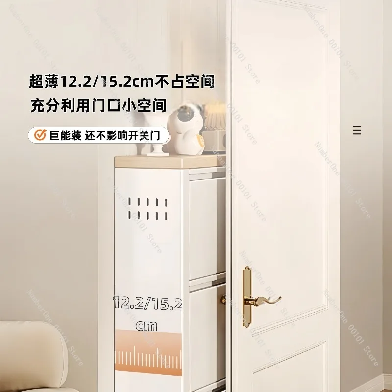 Ultra-Thin Dumping Shoe Cabinet,Household Door Storage,Integrated Wall-Mounted 15cm Steel Vanity Cabinet,Narrow Space-Saving