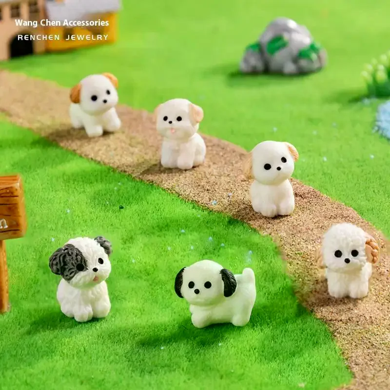5 قطعة دمية مصغرة جرو الجنية حديقة الديكور Kawaii الراتنج الكرتون الحيوان الكلب الأبيض ل بيت الدمية ديكور اللعب هدية #2