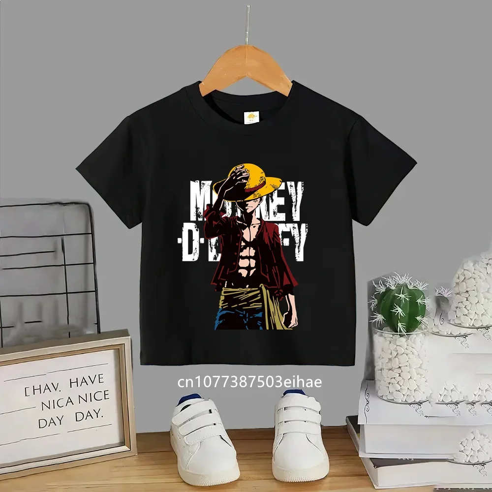 

Модная детская футболка с аниме-принтом One Piece Луффи, одежда для мальчиков, детская футболка, летние топы с коротким рукавом, 2026