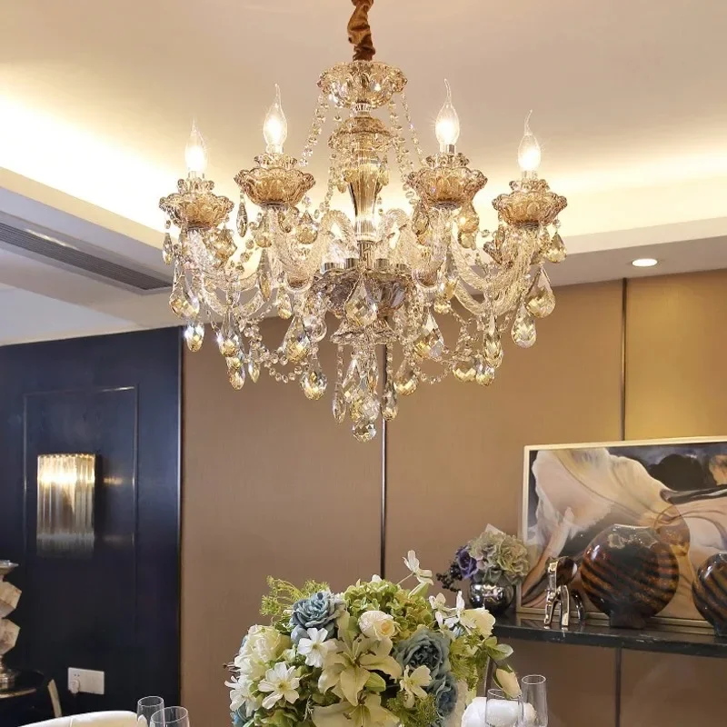 

Luxury Home Crystal Chandeliers Villa Lighting for Living Room Decorate Ceiling Pendant Lamps Indoor Hanging Led Lights Fixture