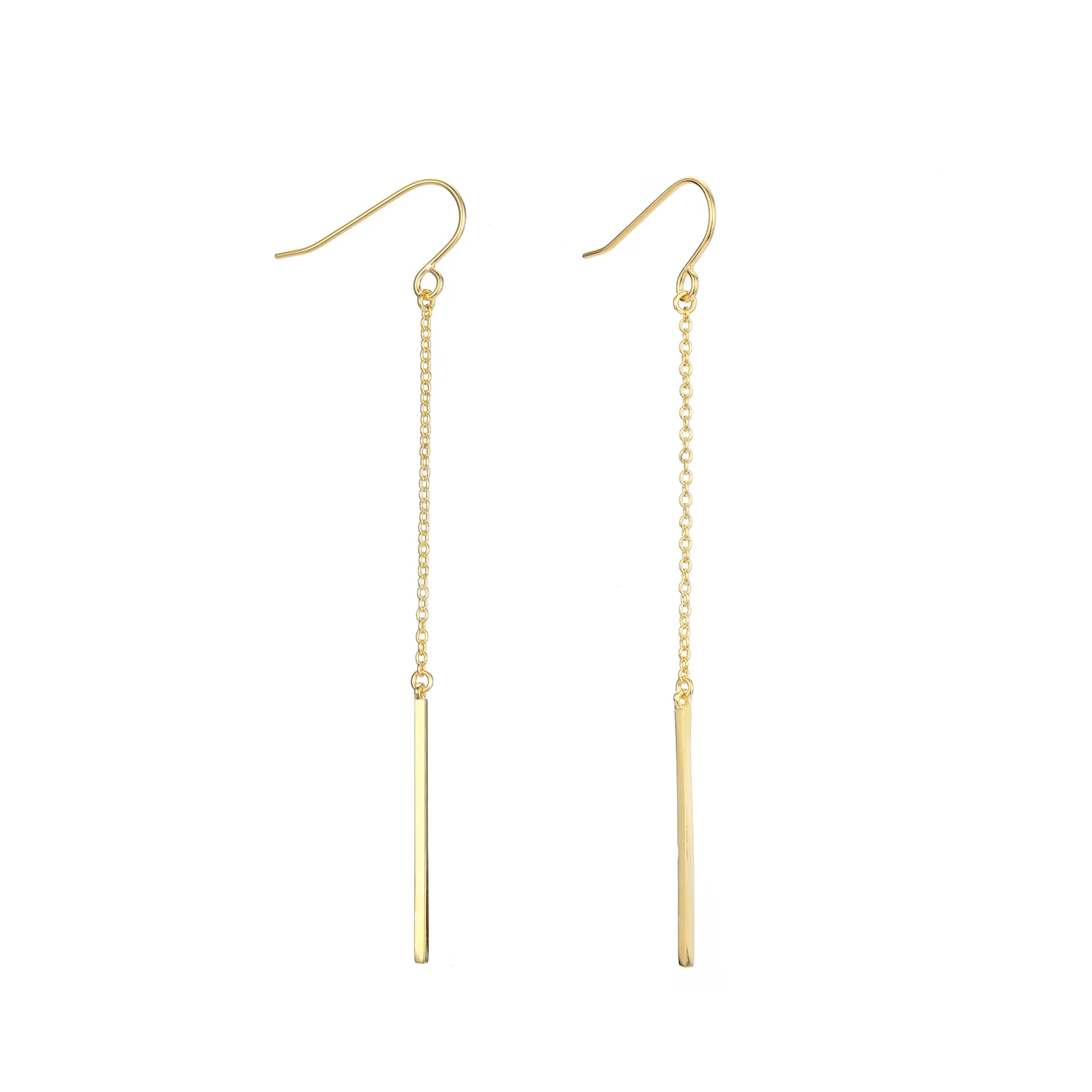 Minimalist Gold Threader Earrings Long Chain Stick Drop Earrings for Women Lightweight Everyday Fashion Jewelry