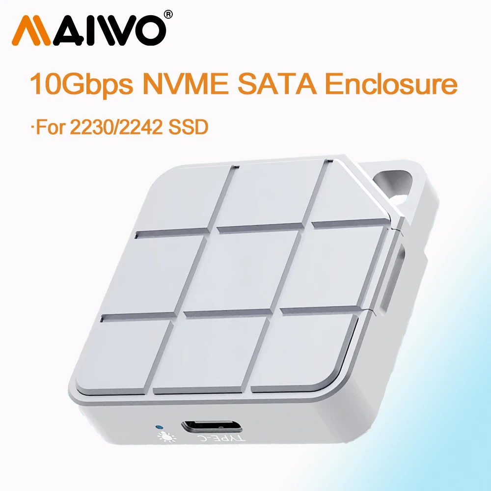 MAIWO 10Gbps M.2 2242 2230 NVMe SATA SSD الضميمة Type-C USB C Gen2 إلى NGFF NVMe PCI-E SSD صندوق آيفون 15 برو ماك بوك