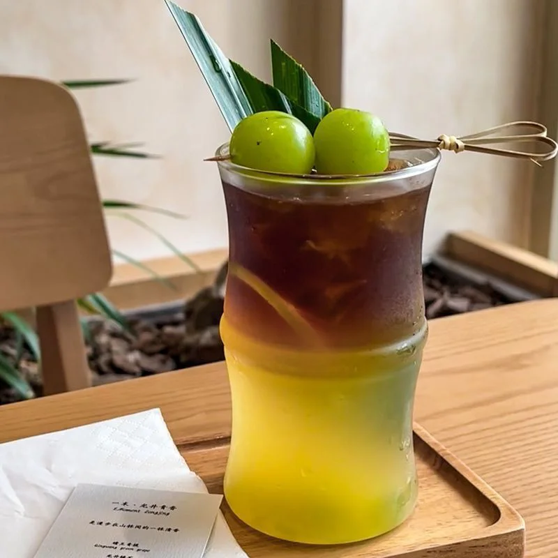 

Ins Bamboo Cup Iced Coffee Cup High Temperature Resistant Beverage Glass Cup