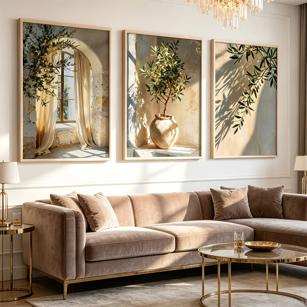 3pcs frameless Canvas Painting 3pcs/Set Retro Rustic Cottage Plant Floral Poster Unframed Vintage Olive Branch Olive Leaf Canvas