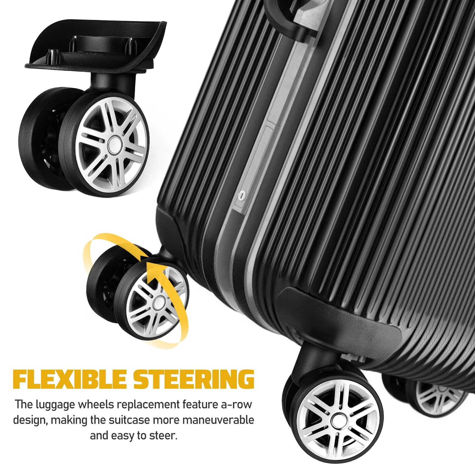 

4Pcs Luggage Trolley Case Wheel Accessories Silent Wheel Suitcase Universal Wheel High Strength Caster Replacement Suitcase Part