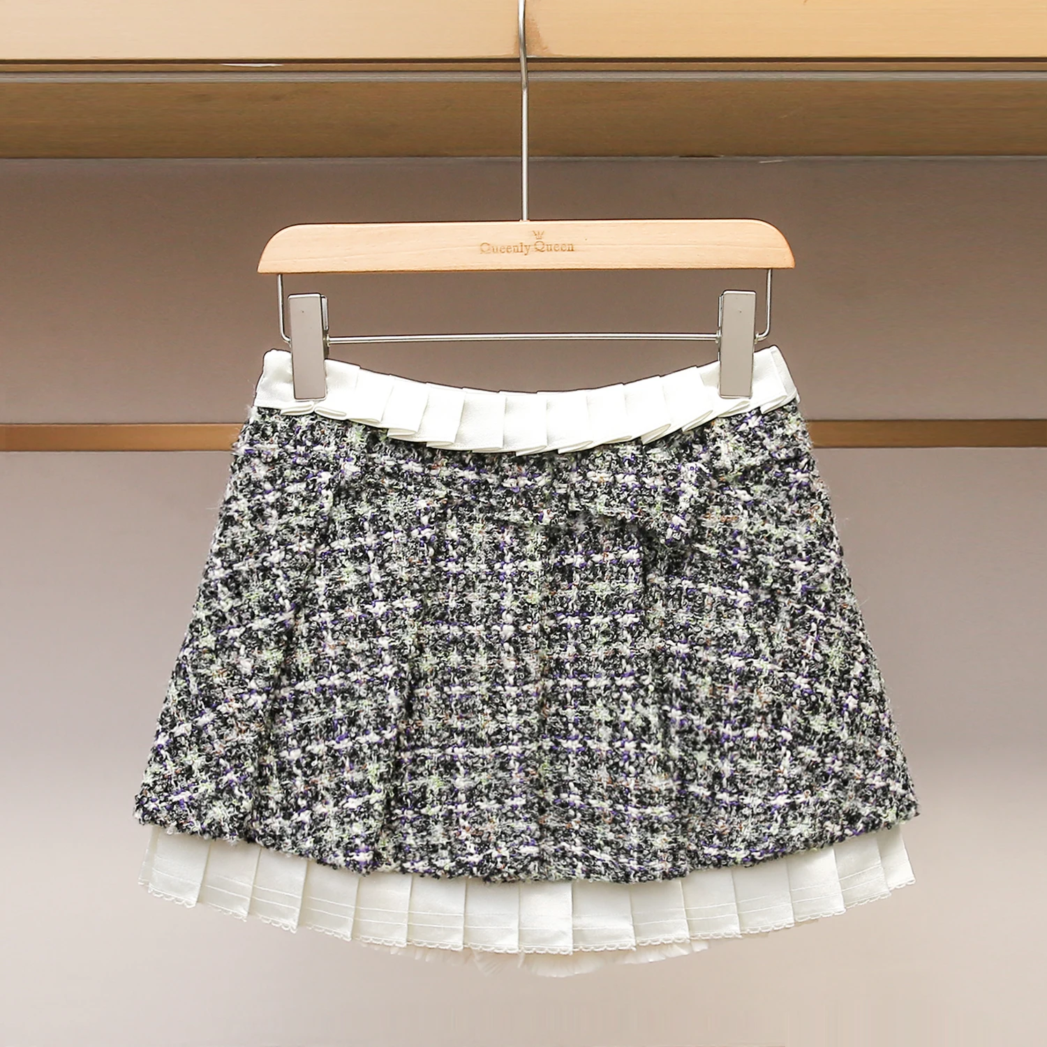 

High Waist A-Line Skirt Women's Winter 2025 Cheered Wide Tweed Contrast Color Design Ci Commute Friendly Skirt