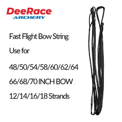 DeeRace Recurve Bow String Fast Flight BCY 652 Material 12/14/16/18/20 Strands Black for AMO 48