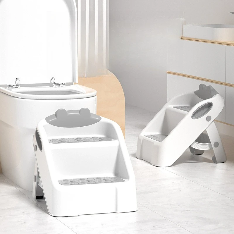 Step Ladders 2 Step Stool for Kids Anti-Slip Children Double Stool Foldable Stool for Bathroom Sink