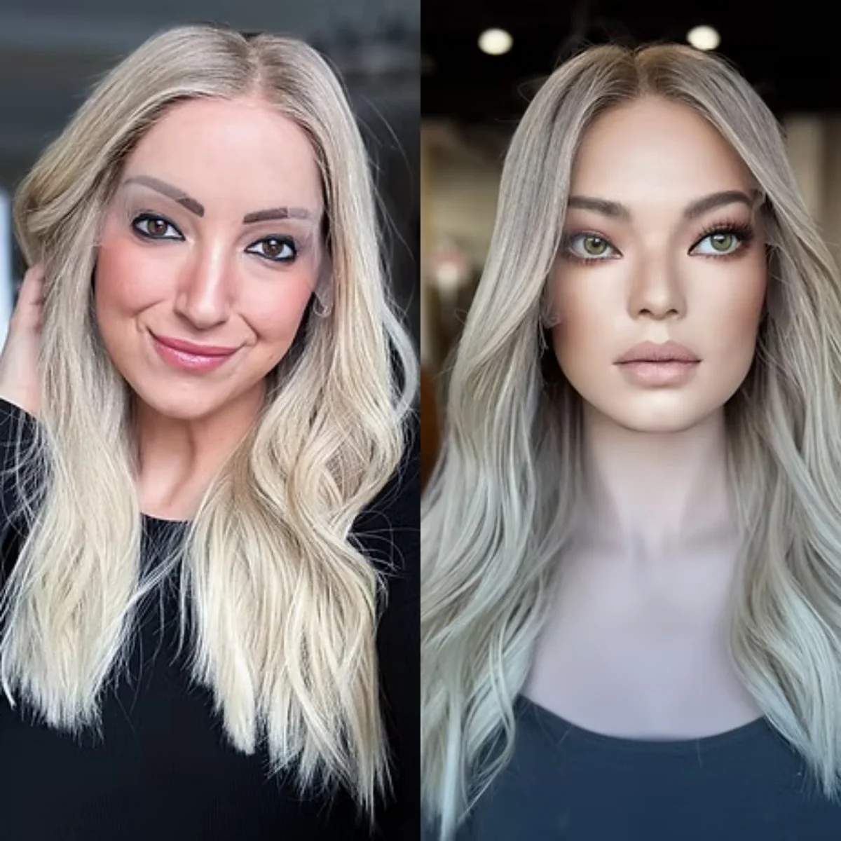 

Бесклеевой парик 22 дюйма Ombre White Blonde HD Парик фронта шнурка с темными корнями Бесклеевой парик Легко носить Синтетический парик Длинные волнистые парики