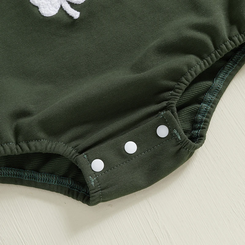 

St Patrick s Day Shamrock Print Jumpsuit Infant Toddler Romper Long Sleeve Bodysuit Irish Green Outfit for Baby Boy Girl