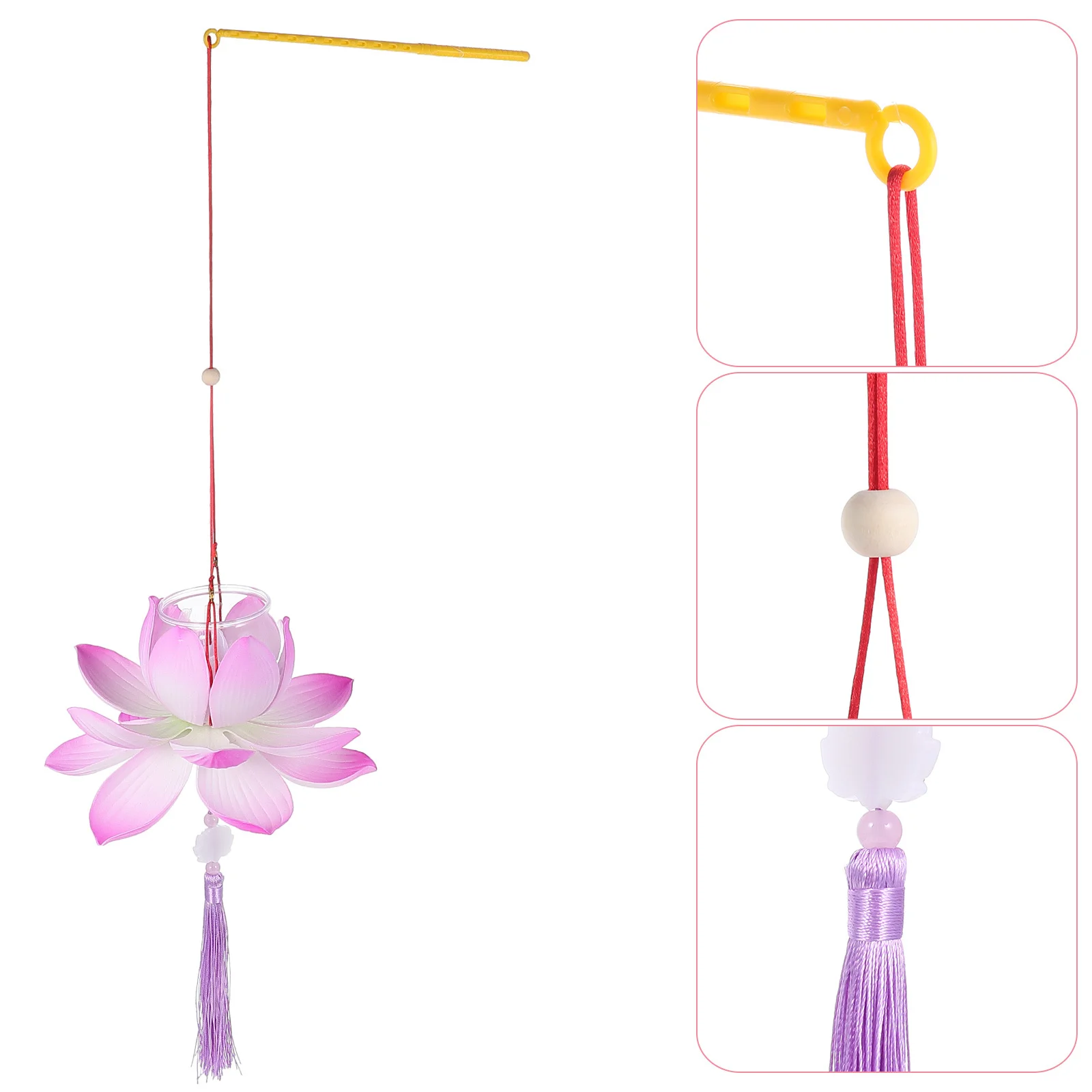 1 conjunto lanterna diy material forma de lótus borla leve durável festival decoração handheld festa lanterna fazendo suprimentos kit