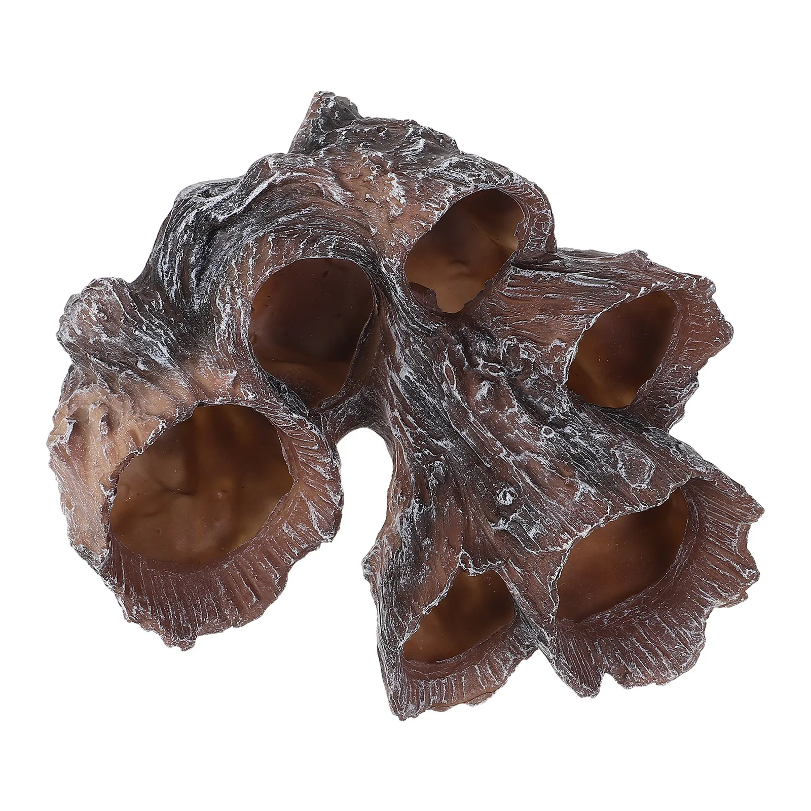 6 Hole Faux Wood Tree Root Planter Pot Resin Driftwood Style Succulent Container for Indoor Outdoor Tabletop Window Sill Decor