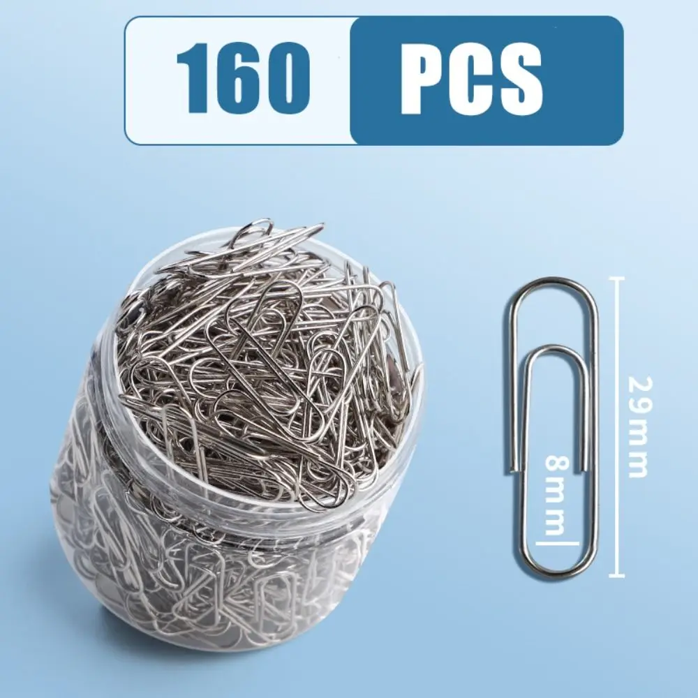 160/500PCS Durable Large Paper Clips Morandi Stainless Steel Paper Organizer Stationery File Bookmark