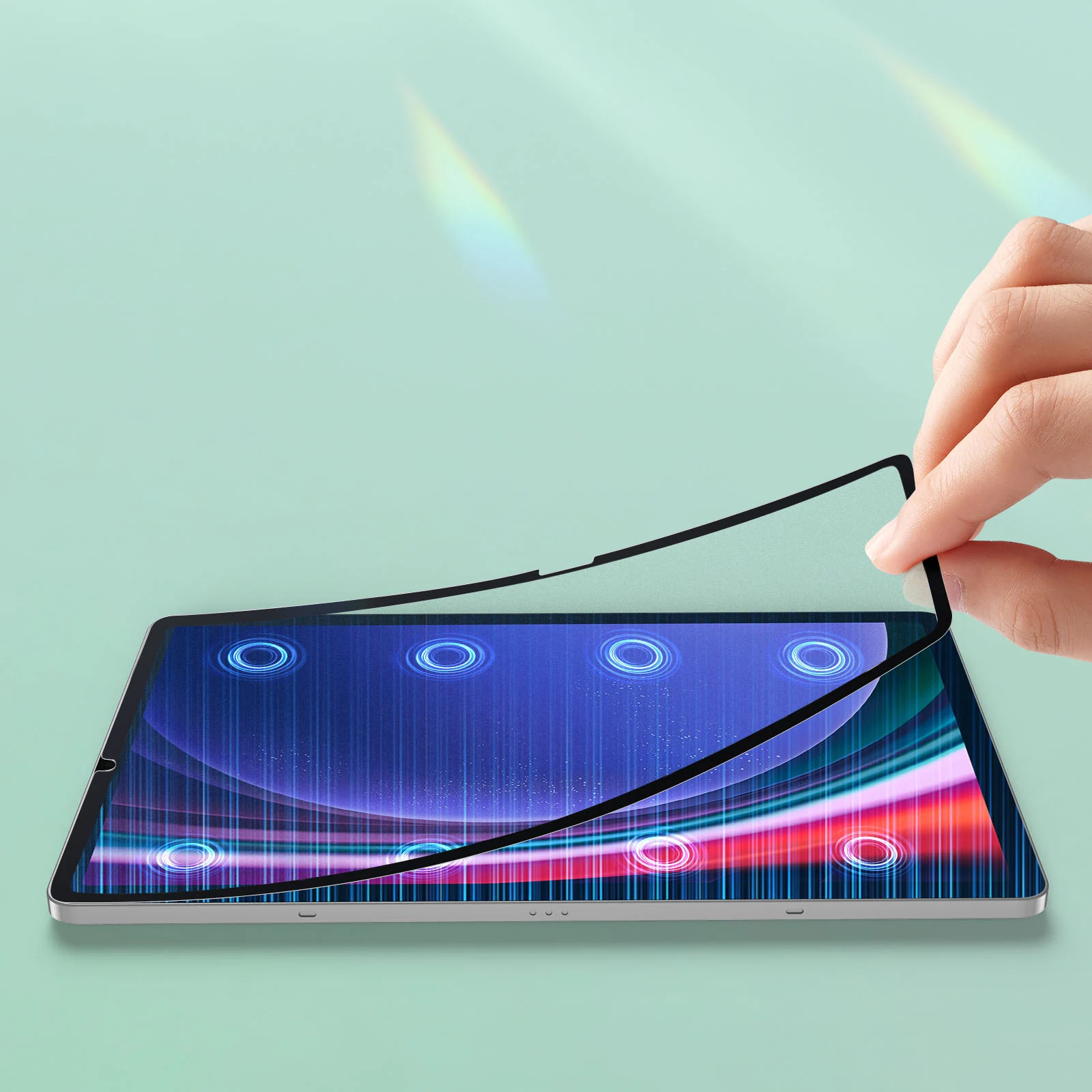 DUX duduçıkarılabilir dairesel kullanım kağıt gibi film için Samsung Tab S9 artı curling kenarları olmadan yıkanabilir istikrarlı ekran koruyucu