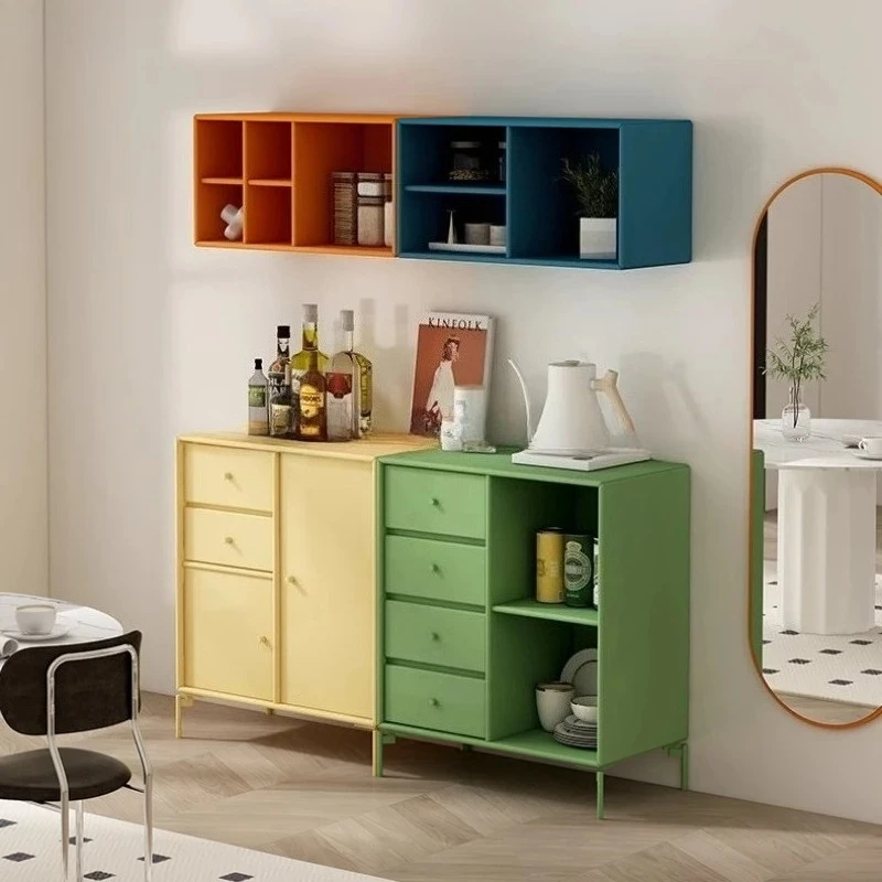 

simple tone modern simple side cabinet combination Italian restaurant locker storage rack solid wood customization