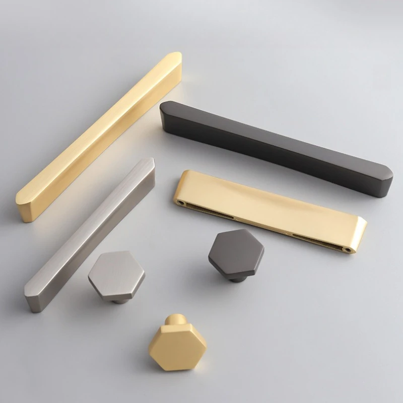 Simple Zinc Alloy Gray Black Gold Cabinet Wardrobe Door Handle Shoe Cabinet Wine Cabinet Drawer Handle Furniture Accessories