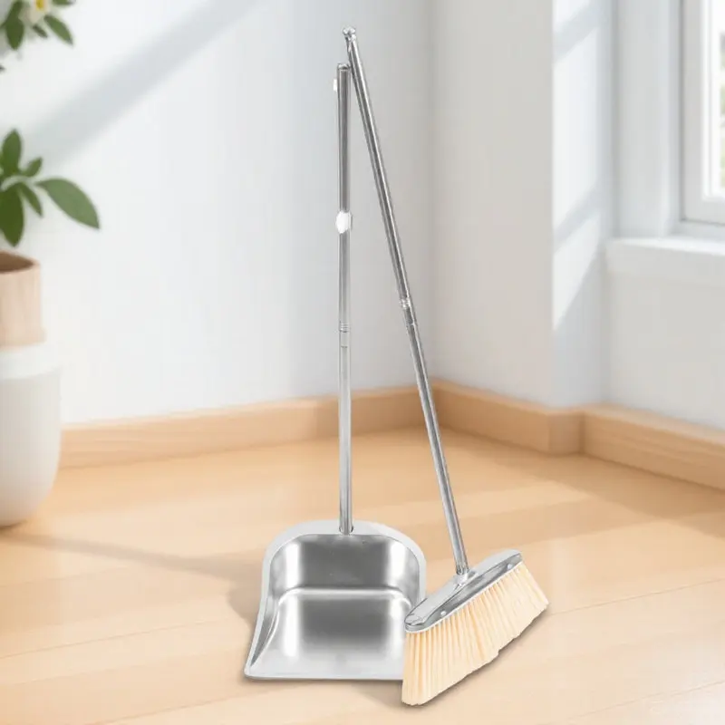 

1Set Broom and Dustpan Set Seamless Floor No Leakage Dustpan Brush Set for Home Sidewalks Garages Decks Terraces