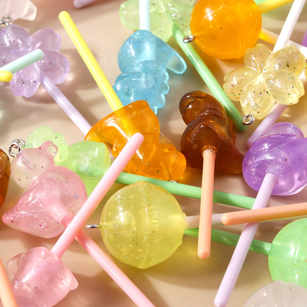 

Leslie 10Pcs 3D Sweet Candy Lollipop Charm Pendants for Jewelry Making Necklace Earrings DIY Accessories Supplies