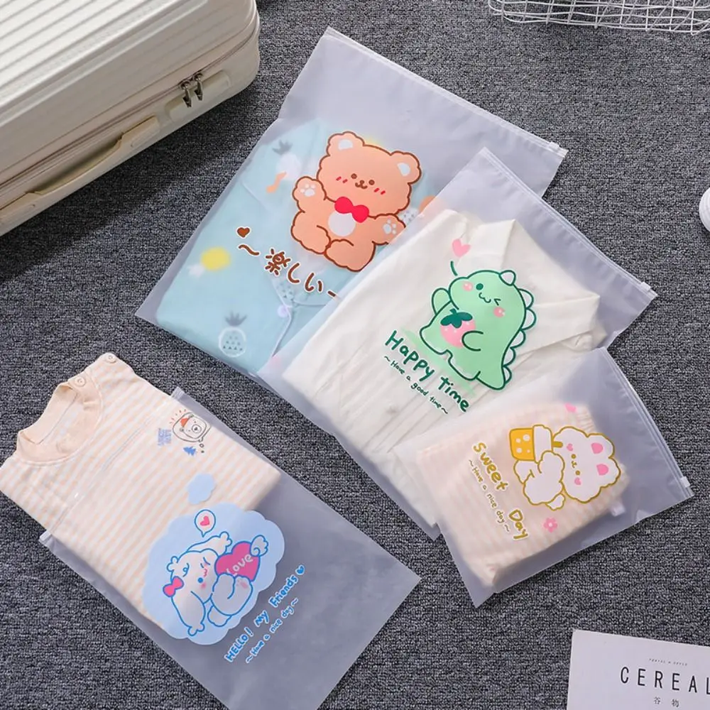 PE Clothing Storage Bag Cute Transparent Waterproof Travel Luggage Bag Cartoon Shoe Storage Bag Home&Travel