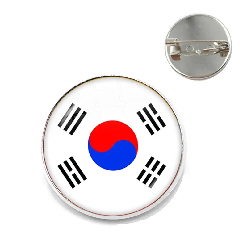 National Flag Glass Cabochon Brooch Korea,Serbia,Russia,Slovenia,Argentina,United States,Turkey,Spain,Dominica Collar Pins Gift