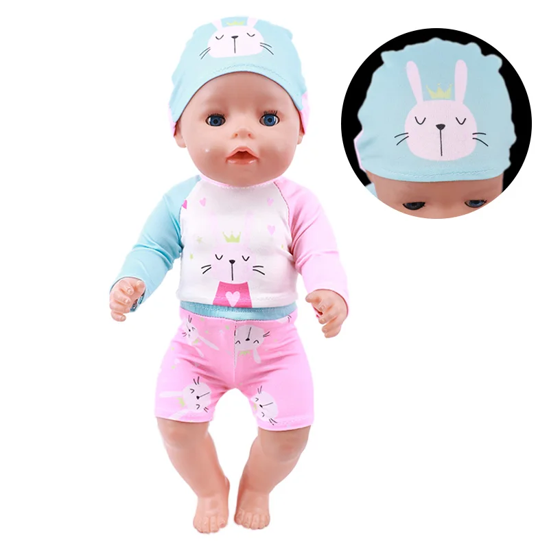 Swimsuit Swimming Cap Doll Clothes For 18Inch American Doll Girl&43Cm ReBorn Baby Doll item Accessories,Generation Born Baby Toy