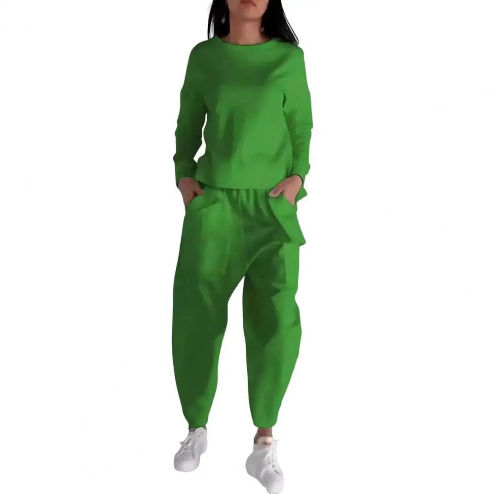 Long Sleeve T-shirt Women's Plus Size Sport Outfit Set with Long Sleeves Top Loose Trousers Elastic Waist Tracksuit for Fall